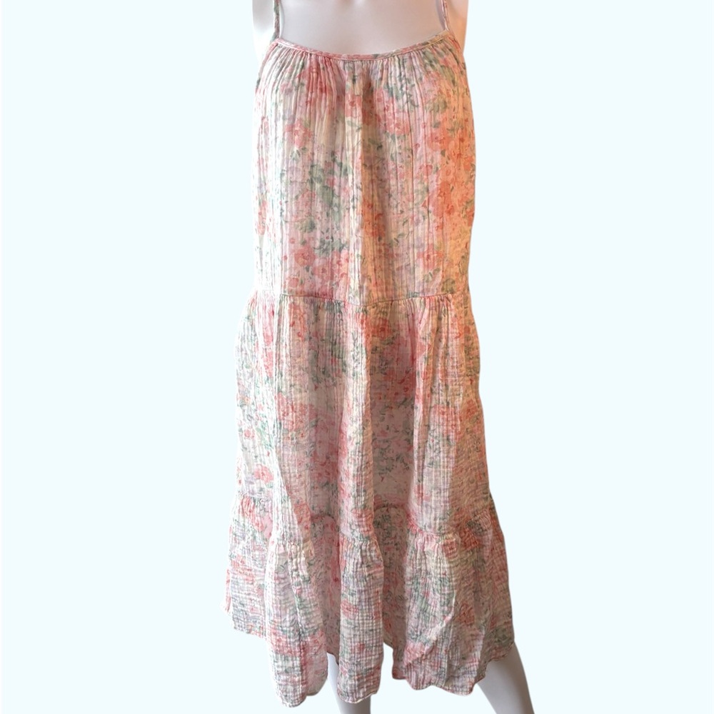 H&M Flowy Floral pink and green sleeveless dress size small